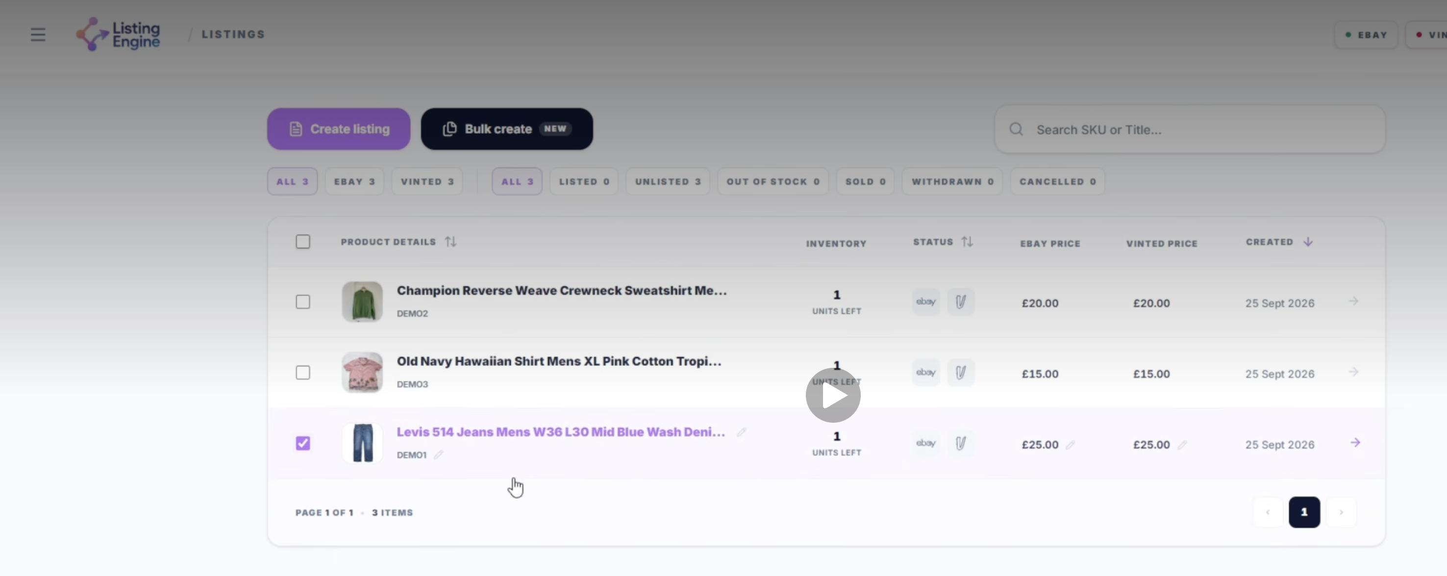 listing engine listing tool